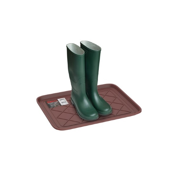 Fleming Supply All Weather Boot Tray Water Resistant Plastic Shoe Mat for Indoor and Outdoor Use, (Brown, Small) 455848RLO - main